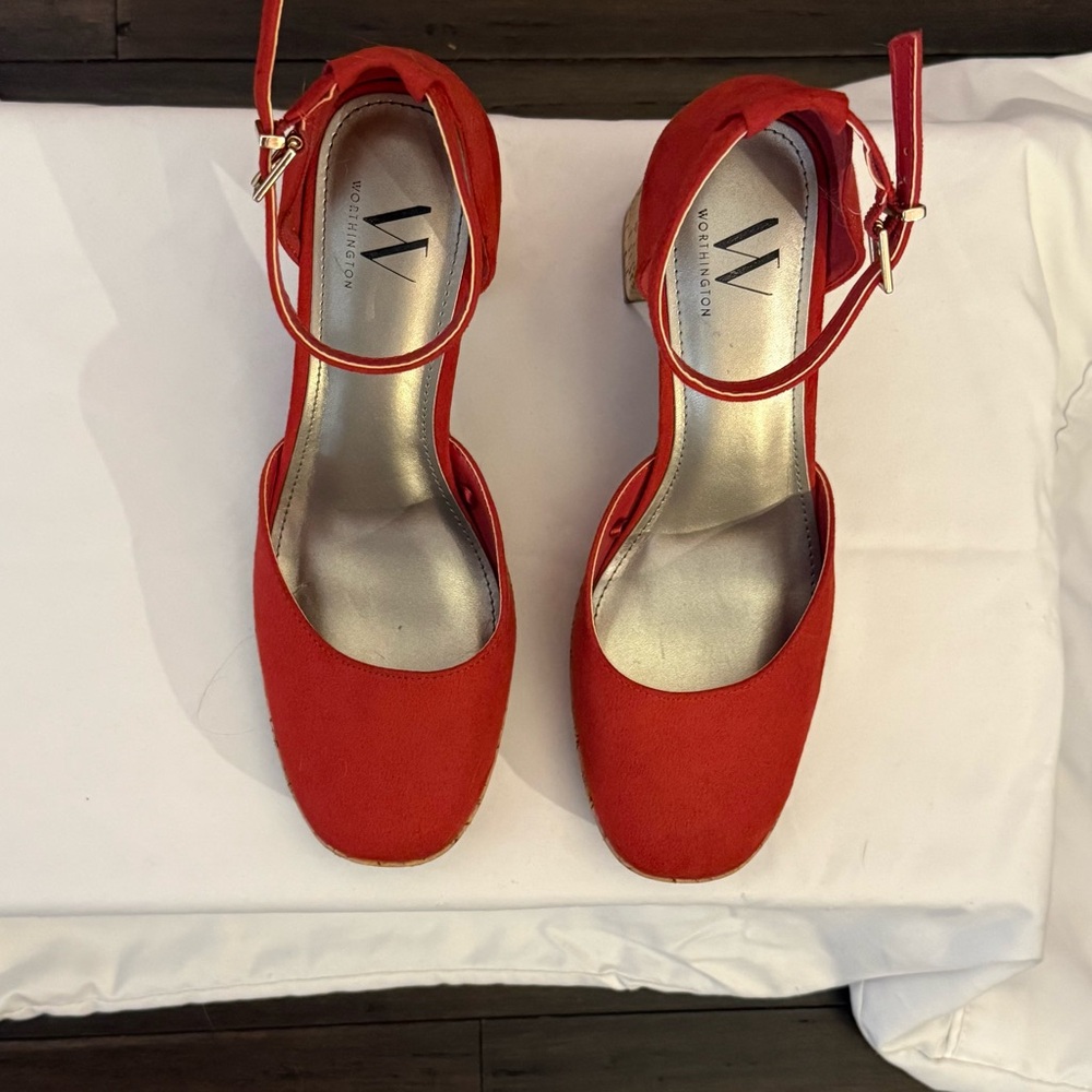 Women’s Red Ankle Strap Heels - 7.5 - Perfect For Dinner/Drinks/Night Out